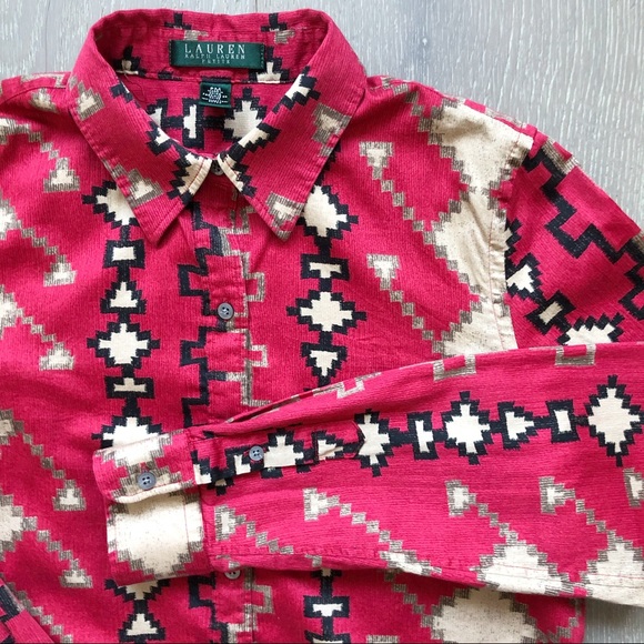 Lauren Ralph Lauren Tops - LAUREN Ralph Lauren Petite Vintage Women’s Blouse Southwestern Red Pattern